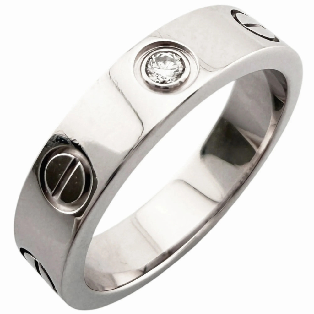 CARTIER Authentic 18k Silver Diamond Love Ring
